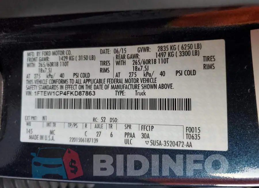 1FTEW1CP4FKD87863 Photo# 12