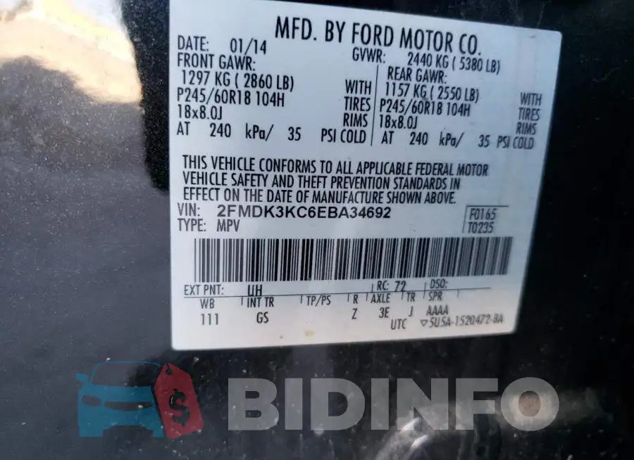 2FMDK3KC6EBA34692 Photo# 10