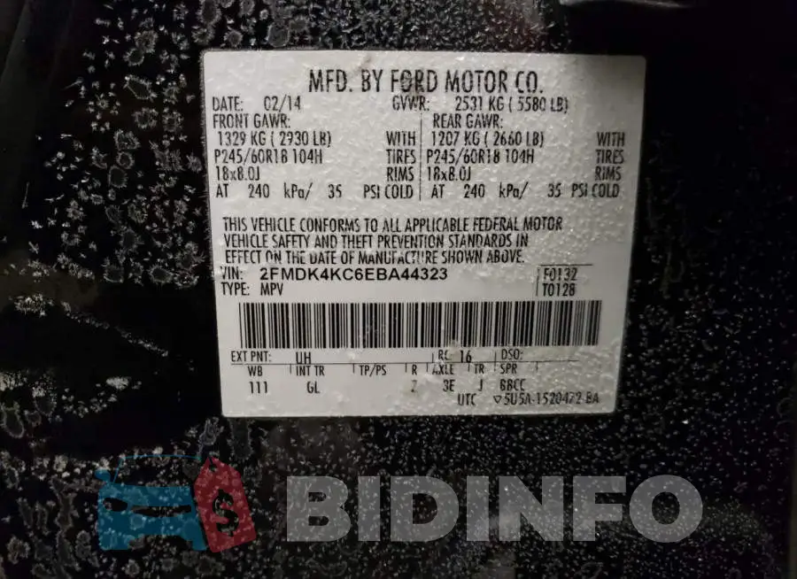 2FMDK4KC6EBA44323 Photo# 14