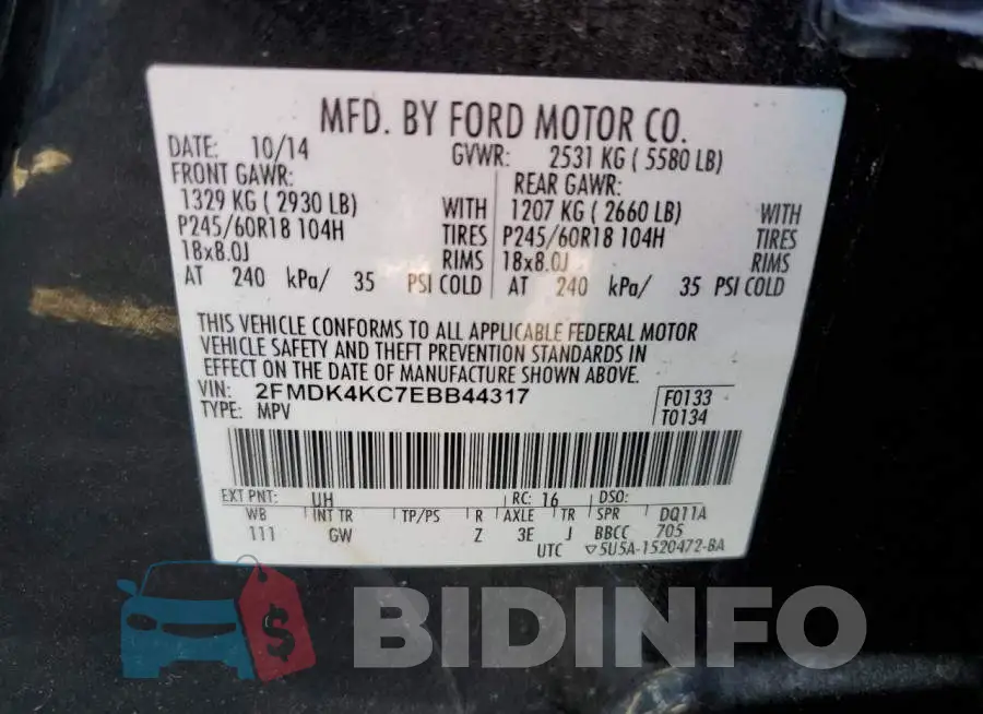 2FMDK4KC7EBB44317 Photo# 10
