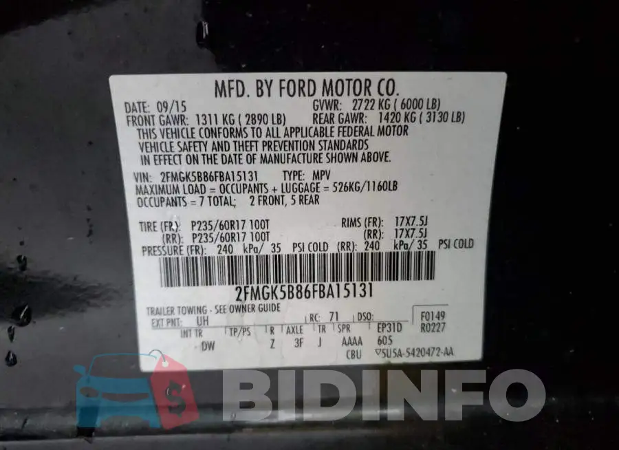 2FMGK5B86FBA15131 Photo# 13