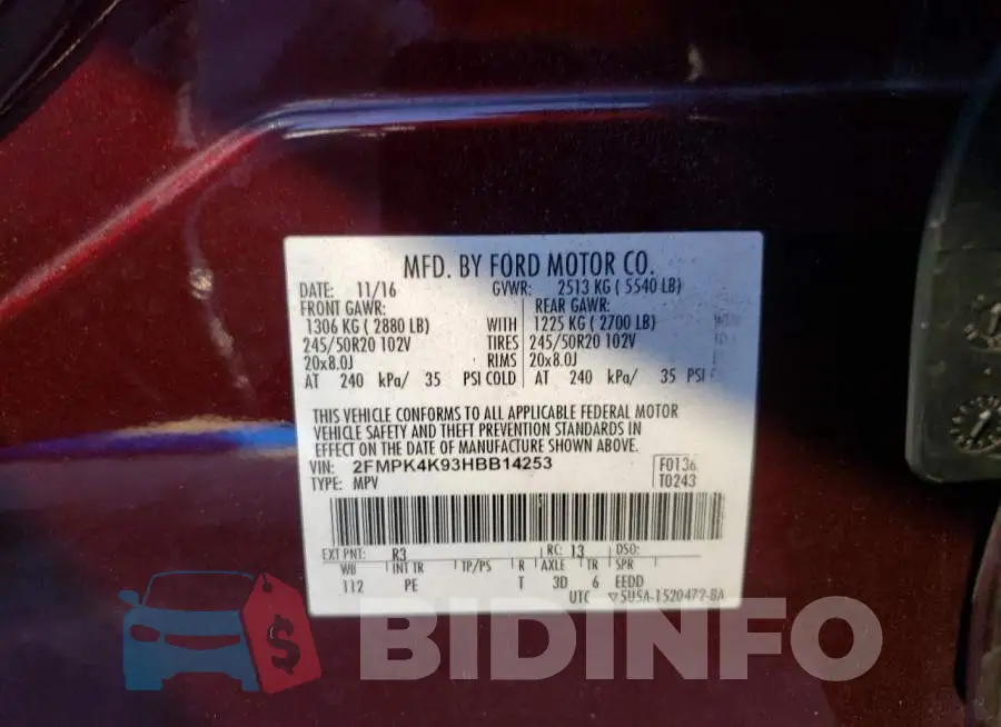 2FMPK4K93HBB14253 Photo# 13