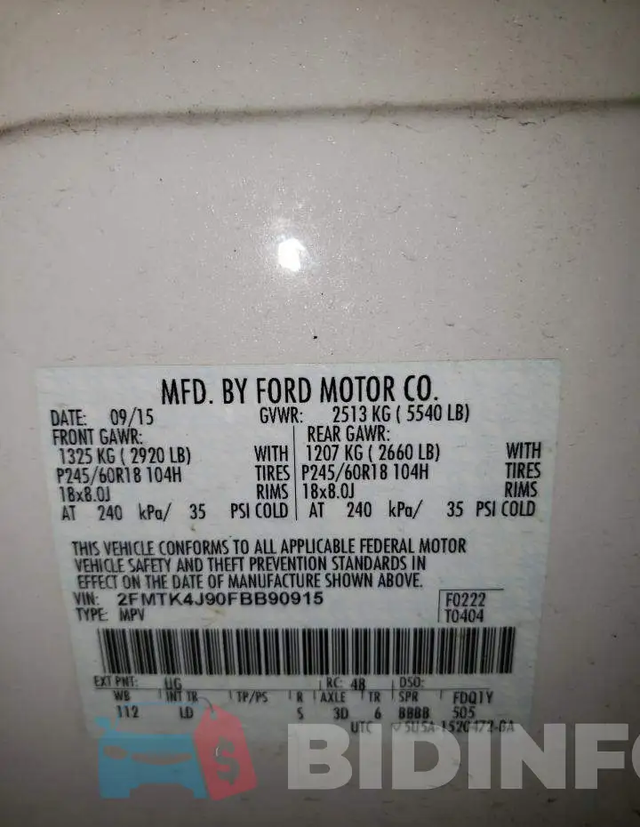 2FMTK4J90FBB90915 Photo# 14