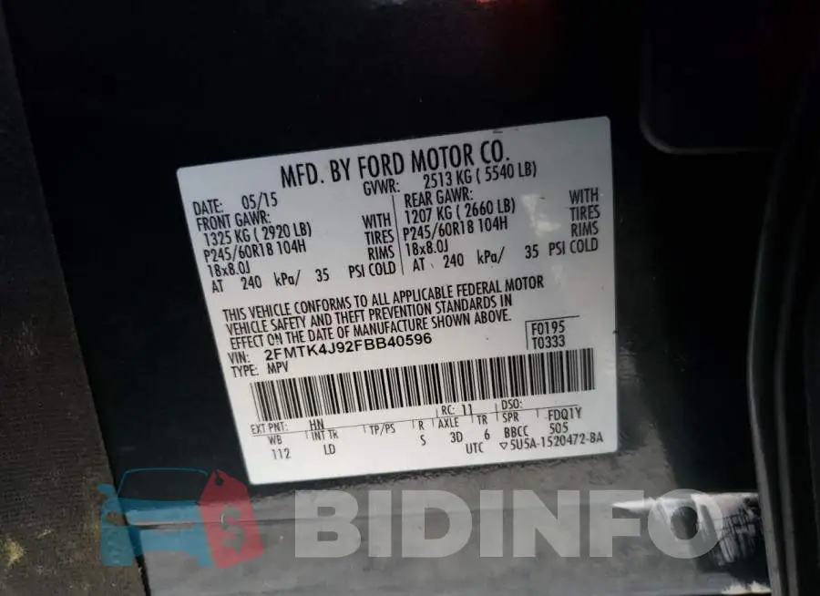 2FMTK4J92FBB40596 Photo# 10