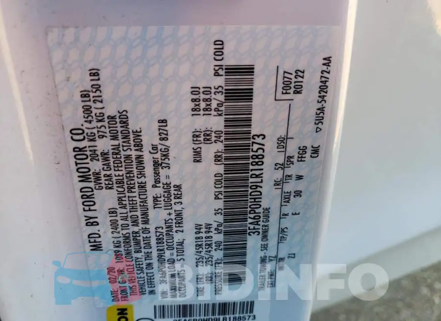 3FA6P0HD9LR188573 Photo# 12