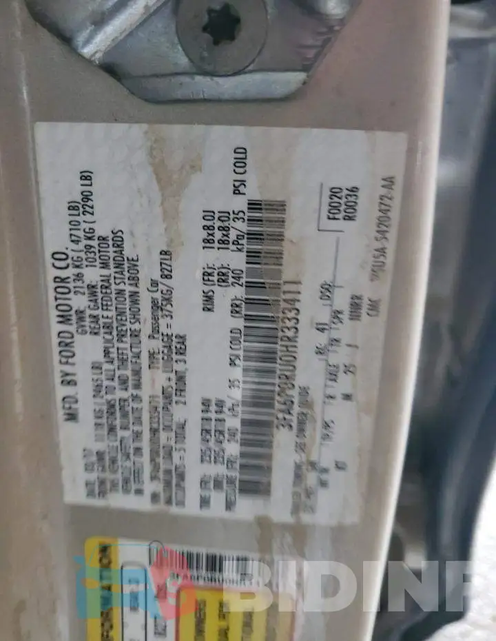 3FA6P0RU0HR333411 Photo# 12