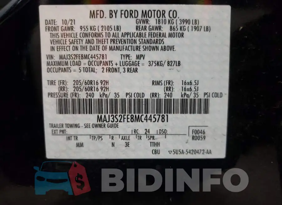 MAJ3S2FE8MC445781 Photo# 10