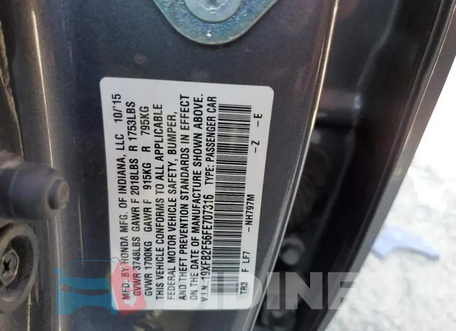 19XFB2F56FE707316 Photo# 10