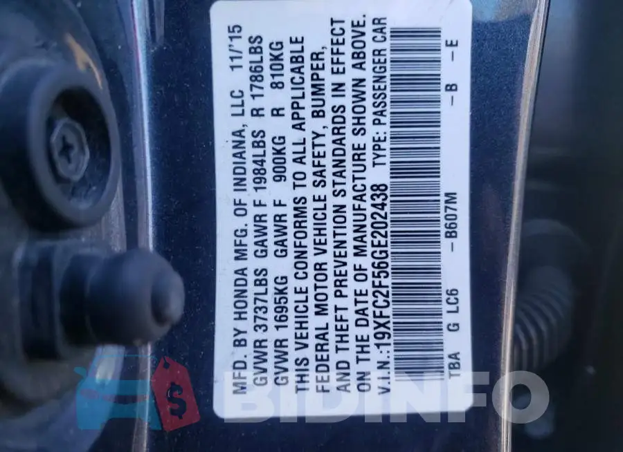 19XFC2F56GE202438 Photo# 12