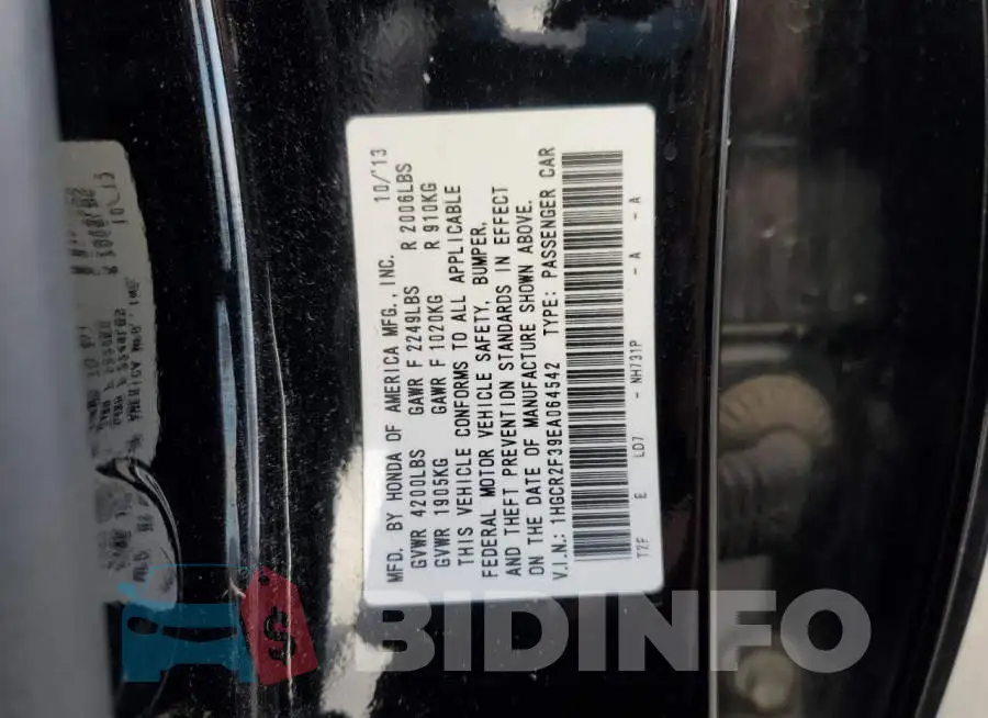 1HGCR2F39EA064542 Photo# 12