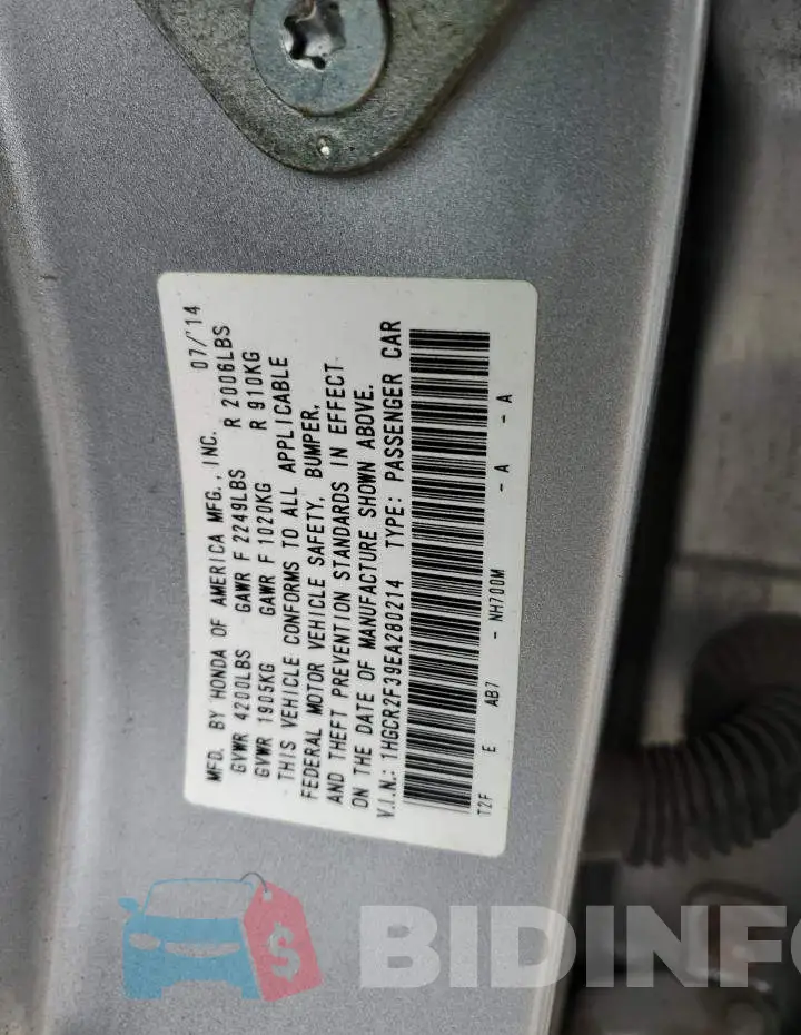 1HGCR2F39EA280214 Photo# 12