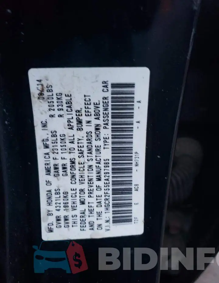 1HGCR2F55EA297965 Photo# 12