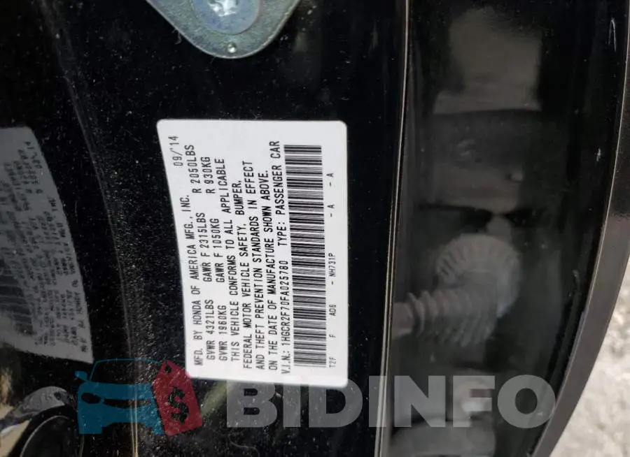 1HGCR2F70FA025780 Photo# 12