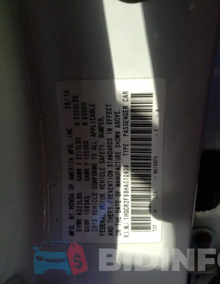1HGCR2F98HA070406 Photo# 12