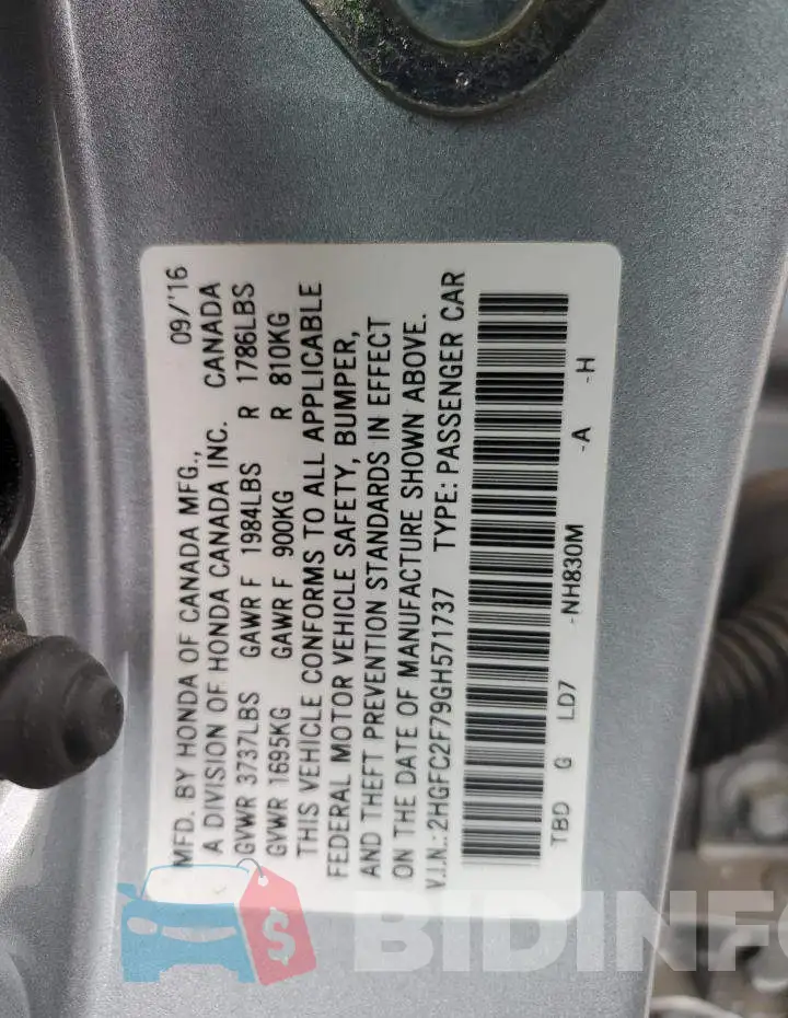 2HGFC2F79GH571737 Photo# 12