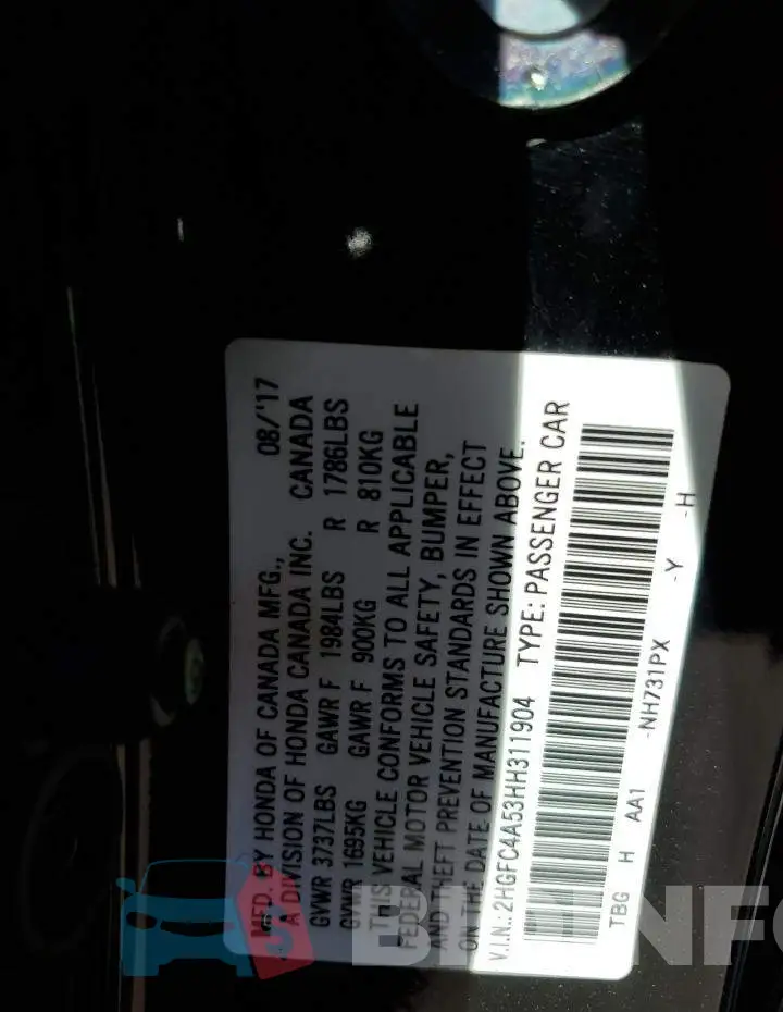 2HGFC4A53HH311904 Photo# 10