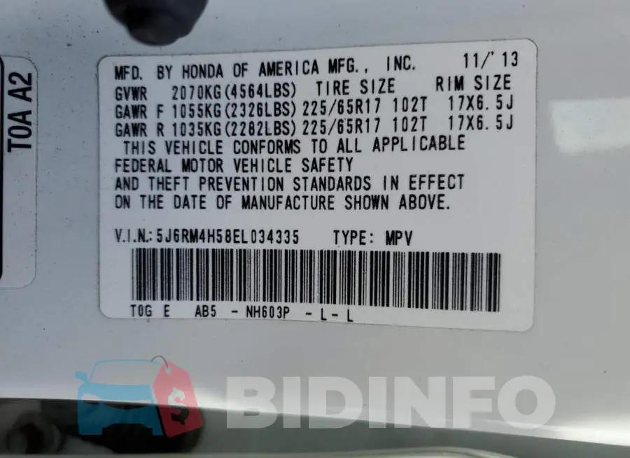 5J6RM4H58EL034335 Photo# 13