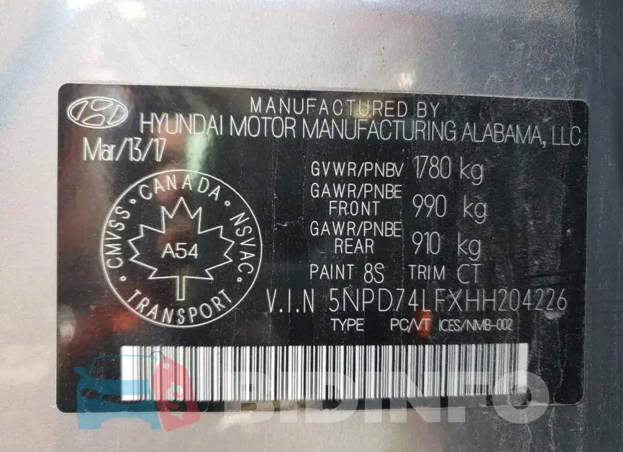5NPD74LFXHH204226 Photo# 10
