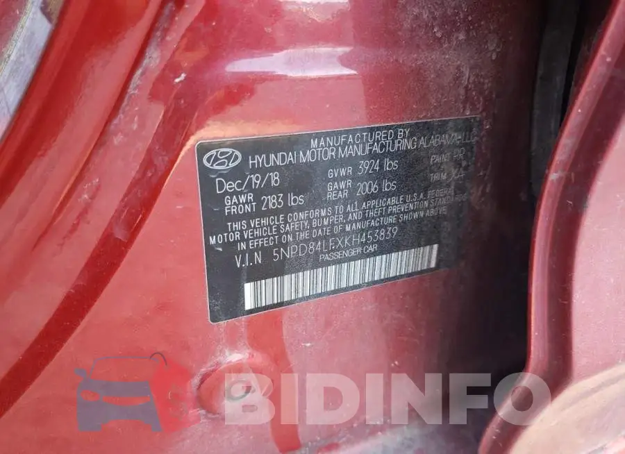 5NPD84LFXKH453839 Photo# 12