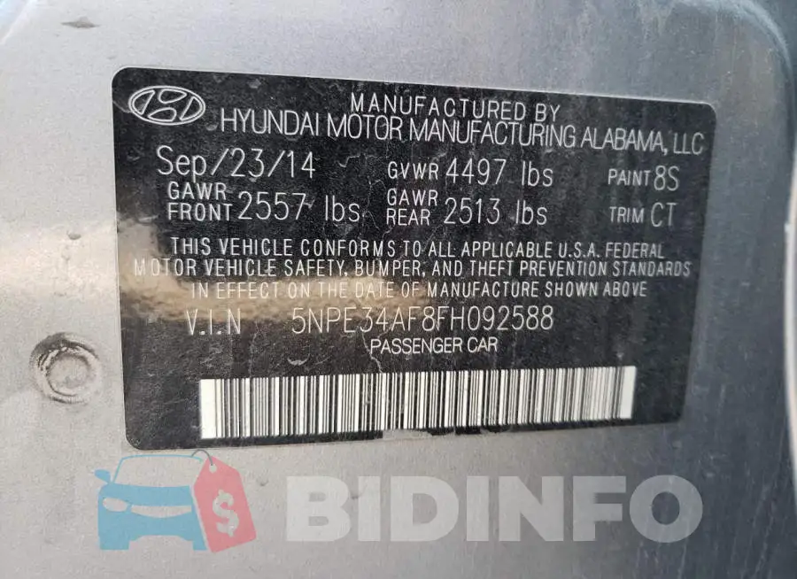 5NPE34AF8FH092588 Photo# 13