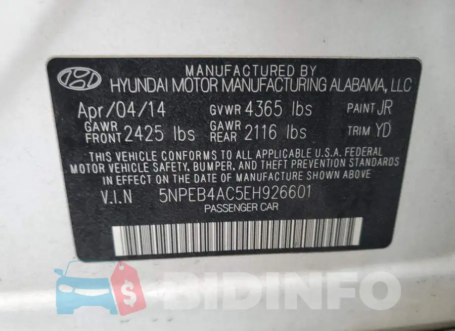 5NPEB4AC5EH926601 Photo# 12