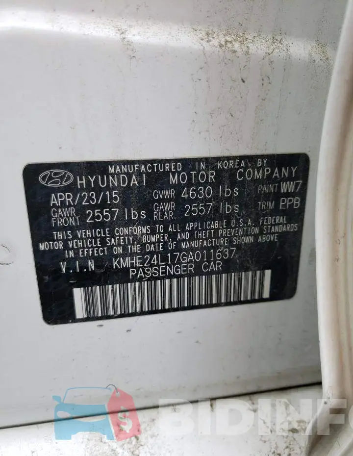 KMHE24L17GA011637 Photo# 12