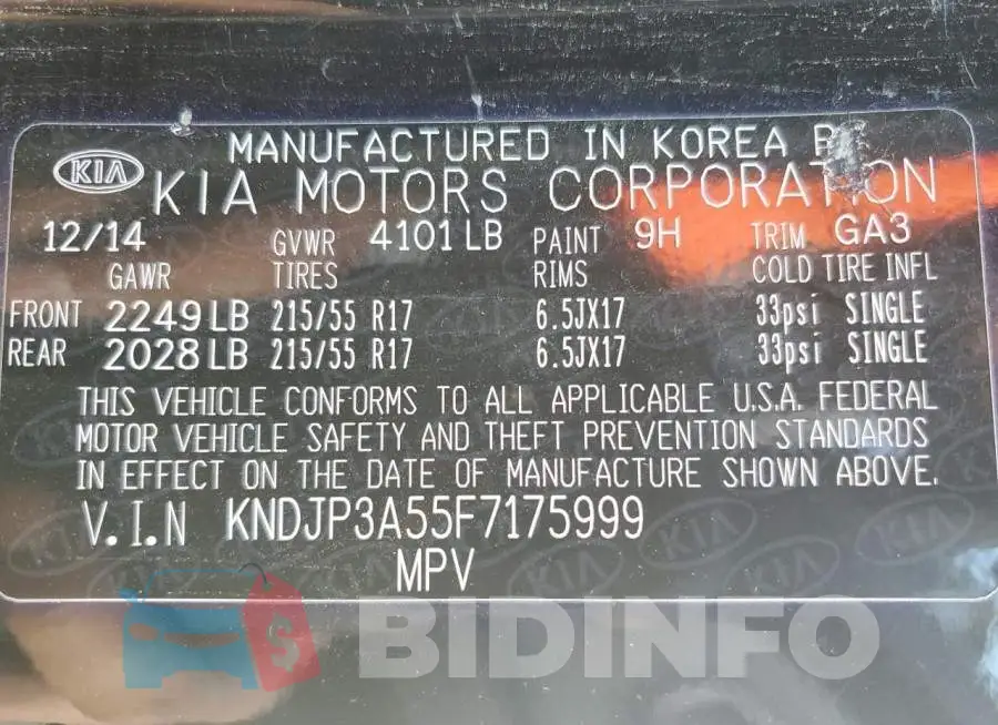 KNDJP3A55F7175999 Photo# 10