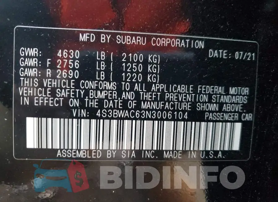 4S3BWAC63N3006104 Photo# 10