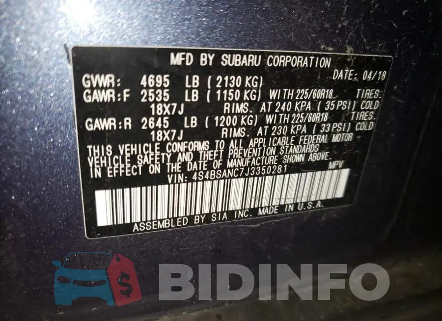 4S4BSANC7J3350281 Photo# 13