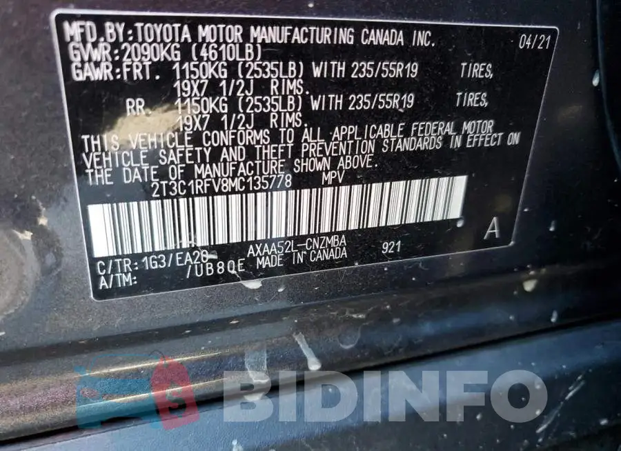 2T3C1RFV8MC135778 Photo# 12