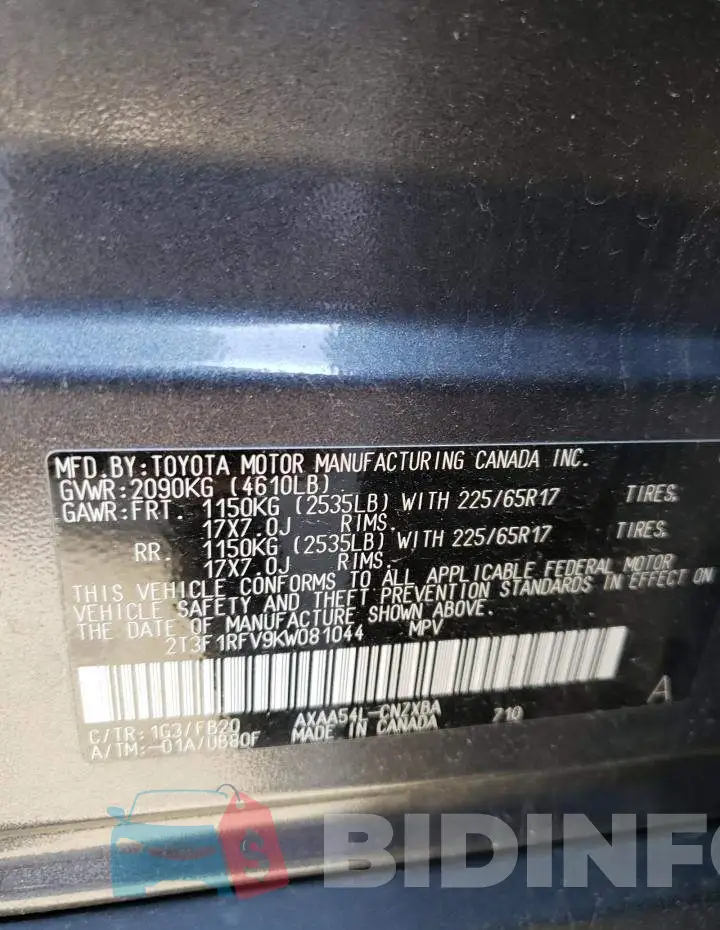 2T3F1RFV9KW081044 Photo# 10