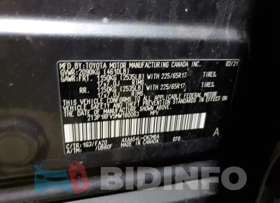 2T3P1RFV5MW180063 Photo# 13