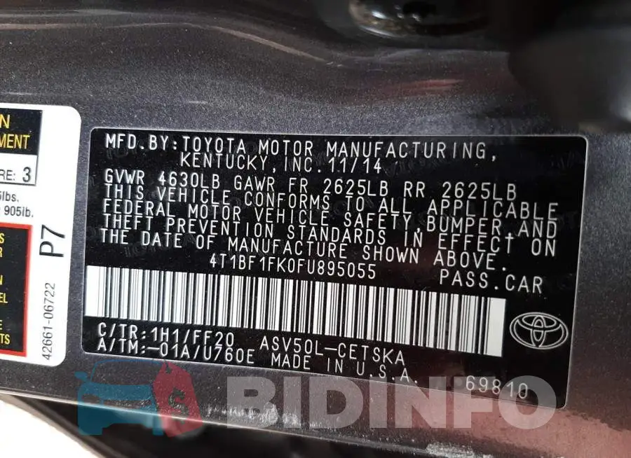 4T1BF1FK0FU895055 Photo# 10