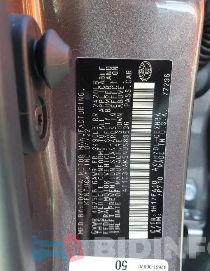 4T1C31AK5NU589536 Photo# 13