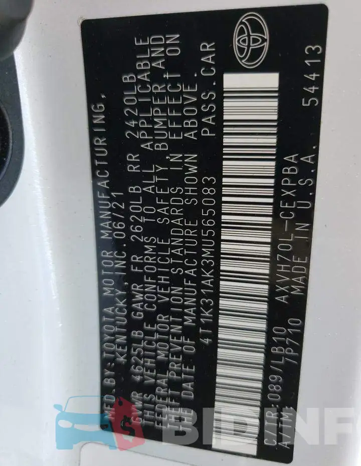 4T1K31AK3MU565083 Photo# 10