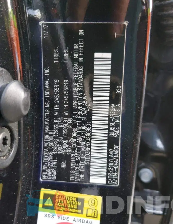 5TDDZRFHXJS809531 Photo# 12
