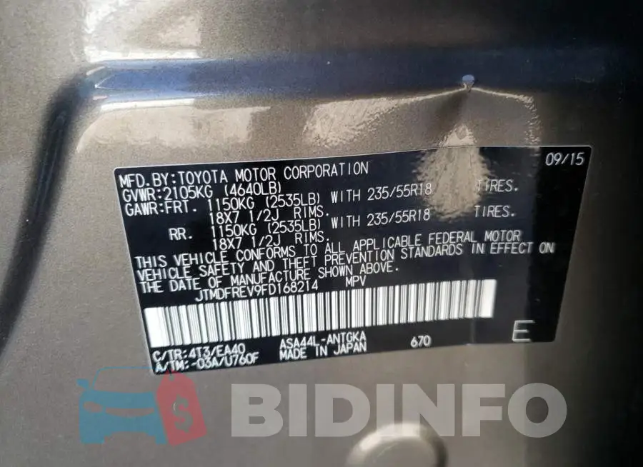 JTMDFREV9FD168214 Photo# 13