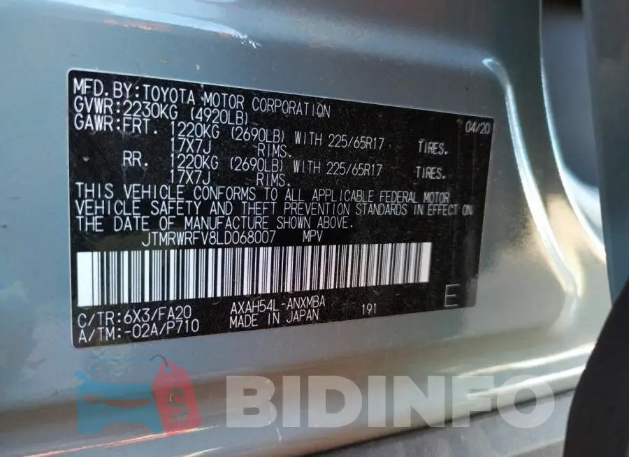 JTMRWRFV8LD068007 Photo# 13