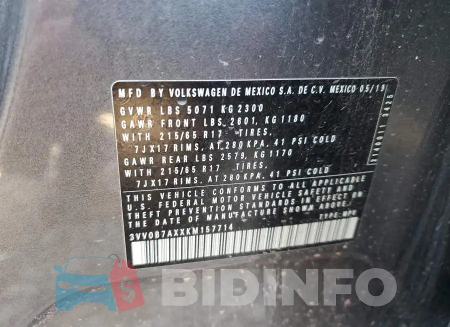 3VV0B7AXXKM157714 Photo# 10