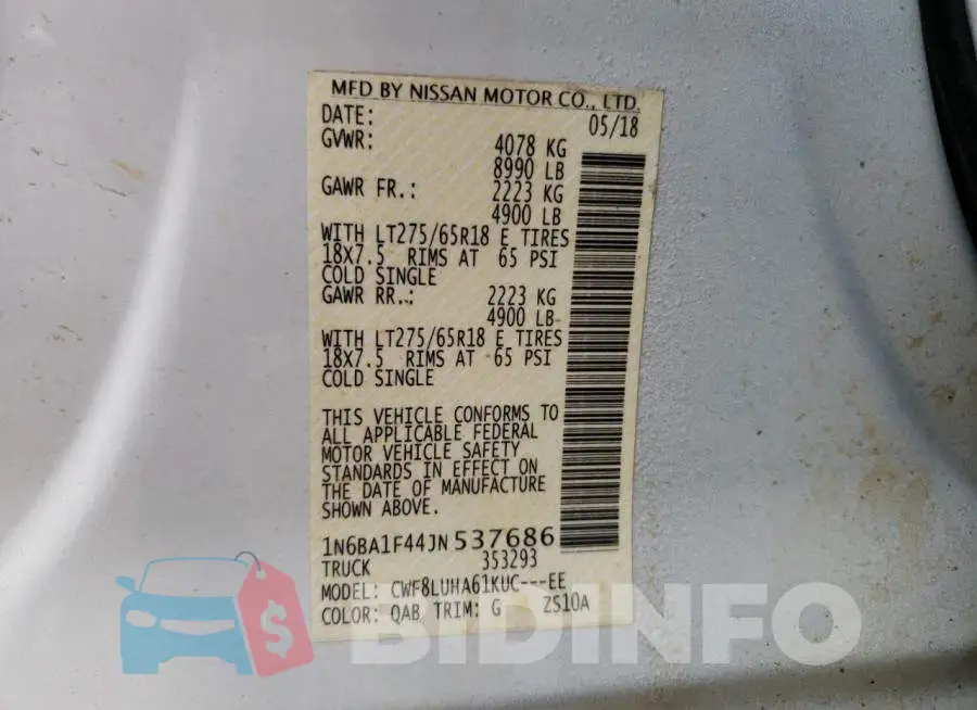 1N6BA1F44JN537686 Photo# 10