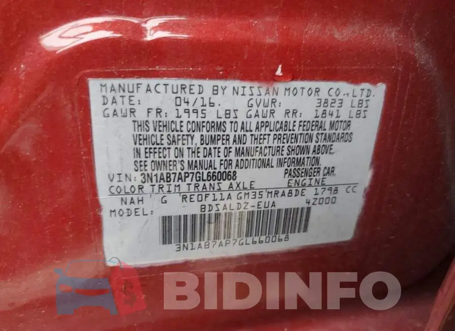 3N1AB7AP7GL660068 Photo# 12