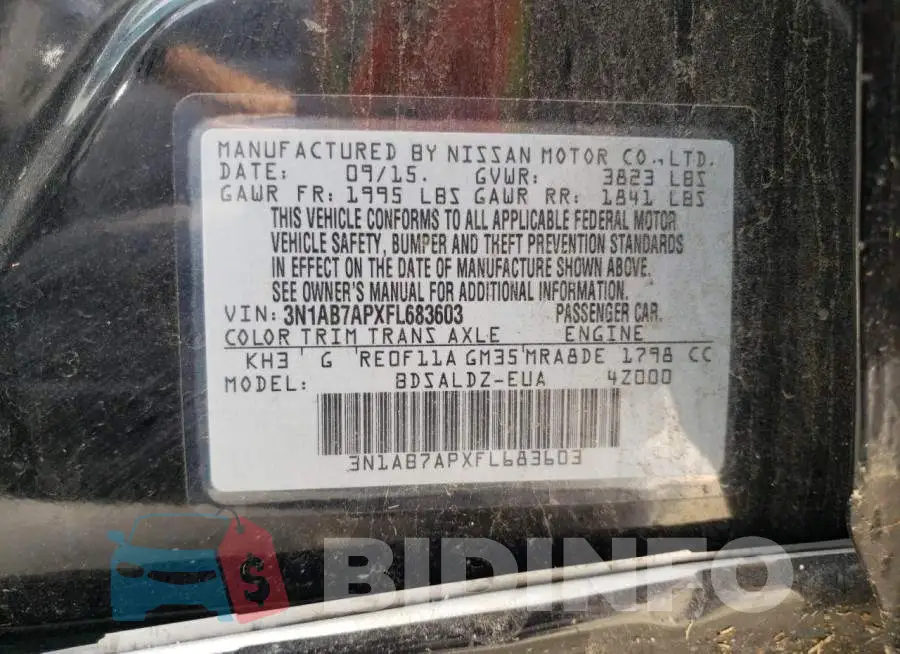 3N1AB7APXFL683603 Photo# 12