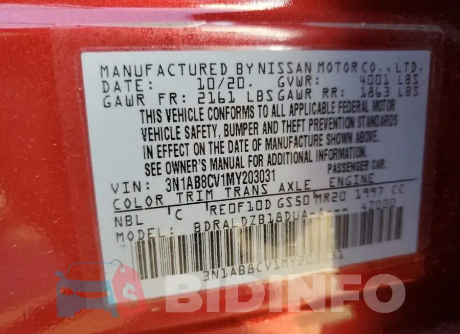 3N1AB8CV1MY203031 Photo# 10