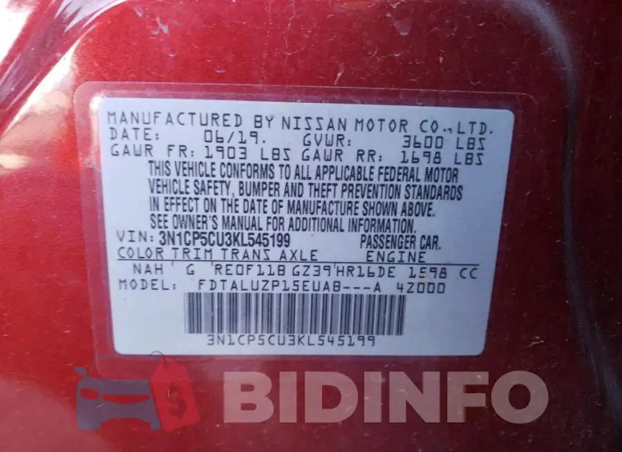 3N1CP5CU3KL545199 Photo# 12