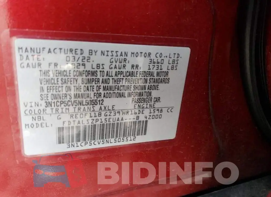 3N1CP5CV5NL505512 Photo# 13