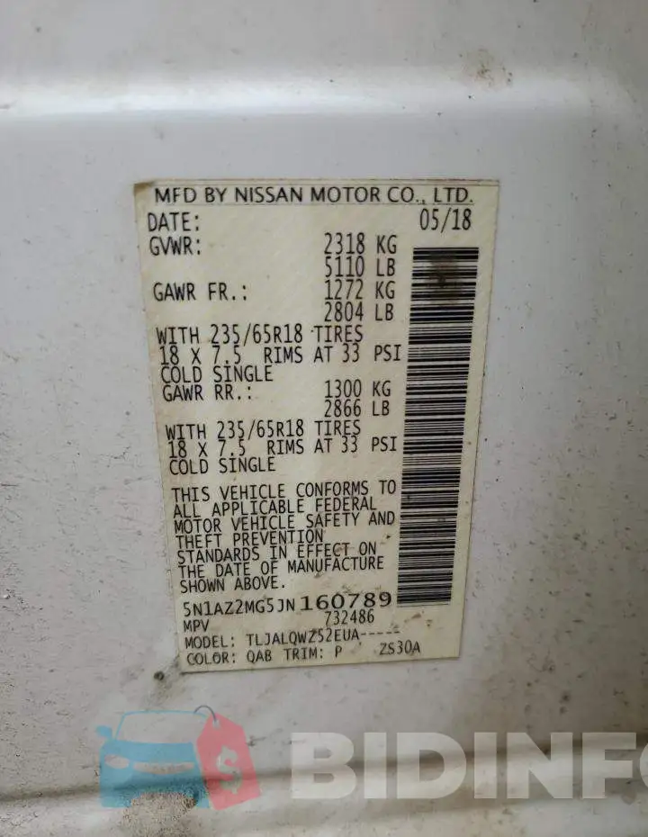 5N1AZ2MG5JN160789 Photo# 10