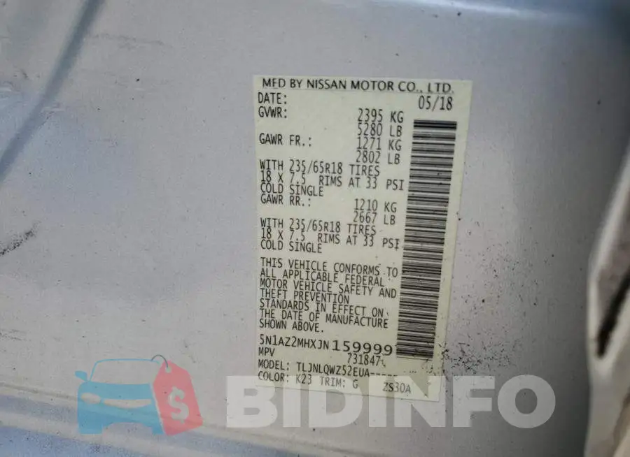 5N1AZ2MHXJN159999 Photo# 10