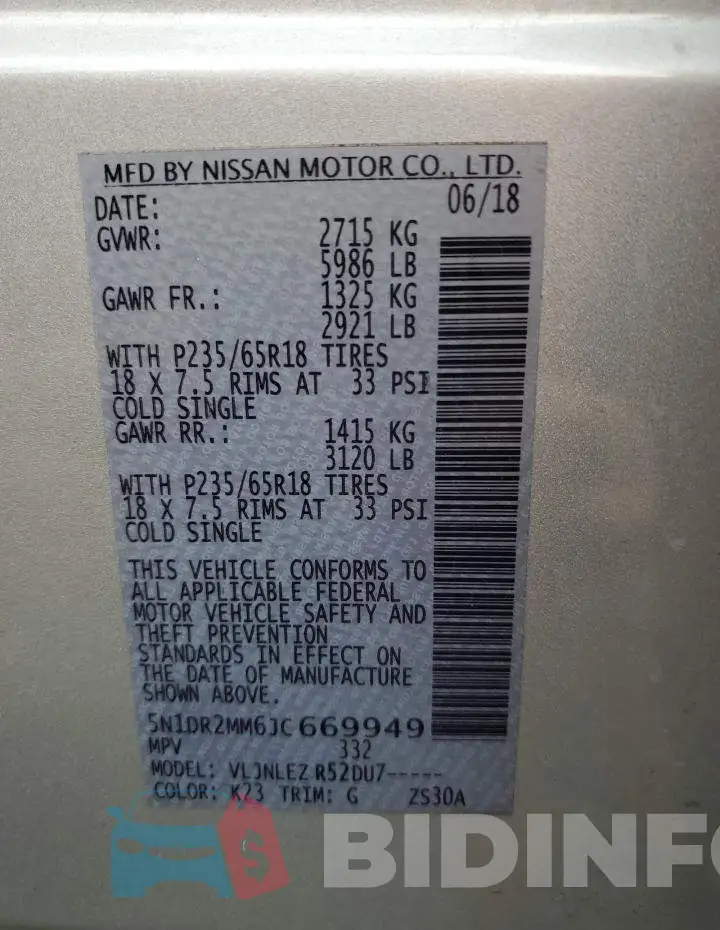5N1DR2MM6JC669949 Photo# 10