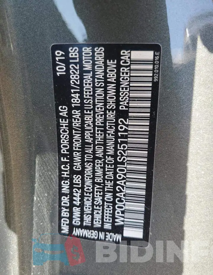 WP0CA2A90LS251192 Photo# 10