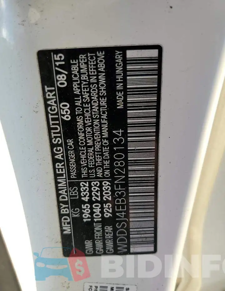 WDDSJ4EB3FN280134 Photo# 12